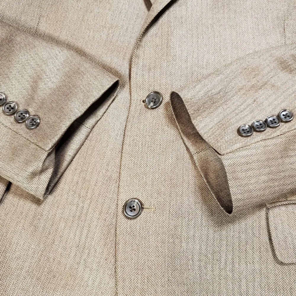 Jos A Bank 44R Silk Camel Hair‎ Blazer Sportcoat Suit Jacket Tan Herringbone